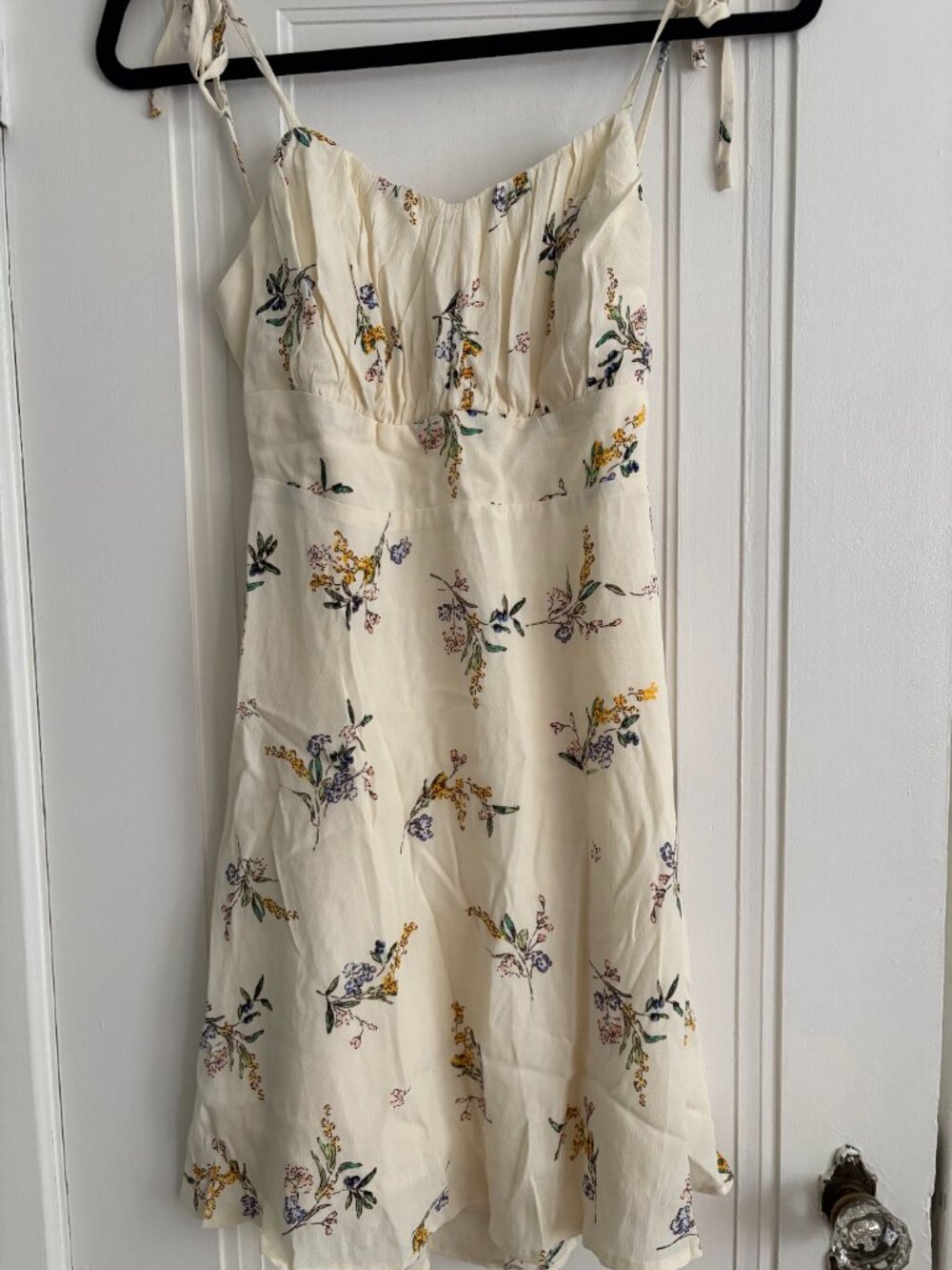 Lulus Spring For You Cream Floral Print Tie-strap Mini Dress White - Size M - Picture 2 of 7
